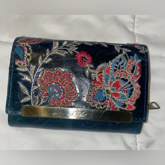 Patricia Nash Black Leather Satchel with Floral Embroidery and Matching Wallet - Picture 8 of 14